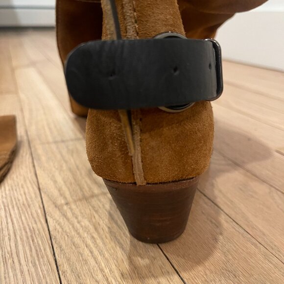 Free People Back-lace Sway Low Slouchy Boots Burnt Caramel Suede NWOB Size 6 - Picture 8 of 10